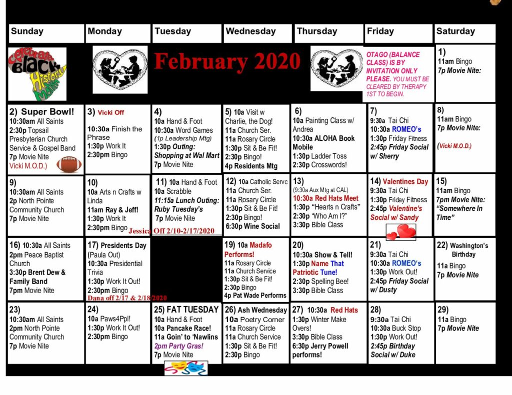 Activities Calendar The Davis Community