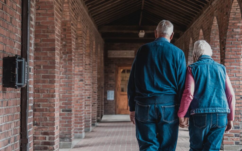 Couple walking on Davis Community