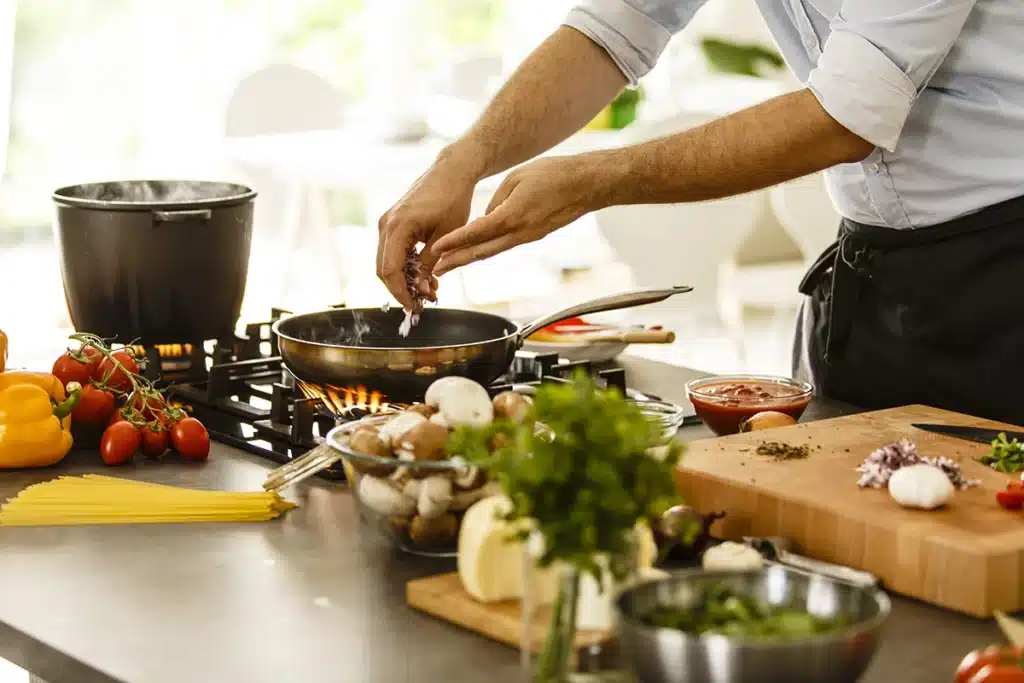Chef preparing food in kitchen